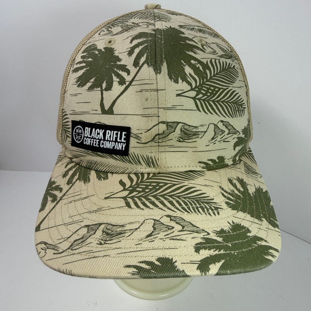 Black Rifle Coffee Company Richardson Snapback Trucker Hat Palm Tree Tan Green